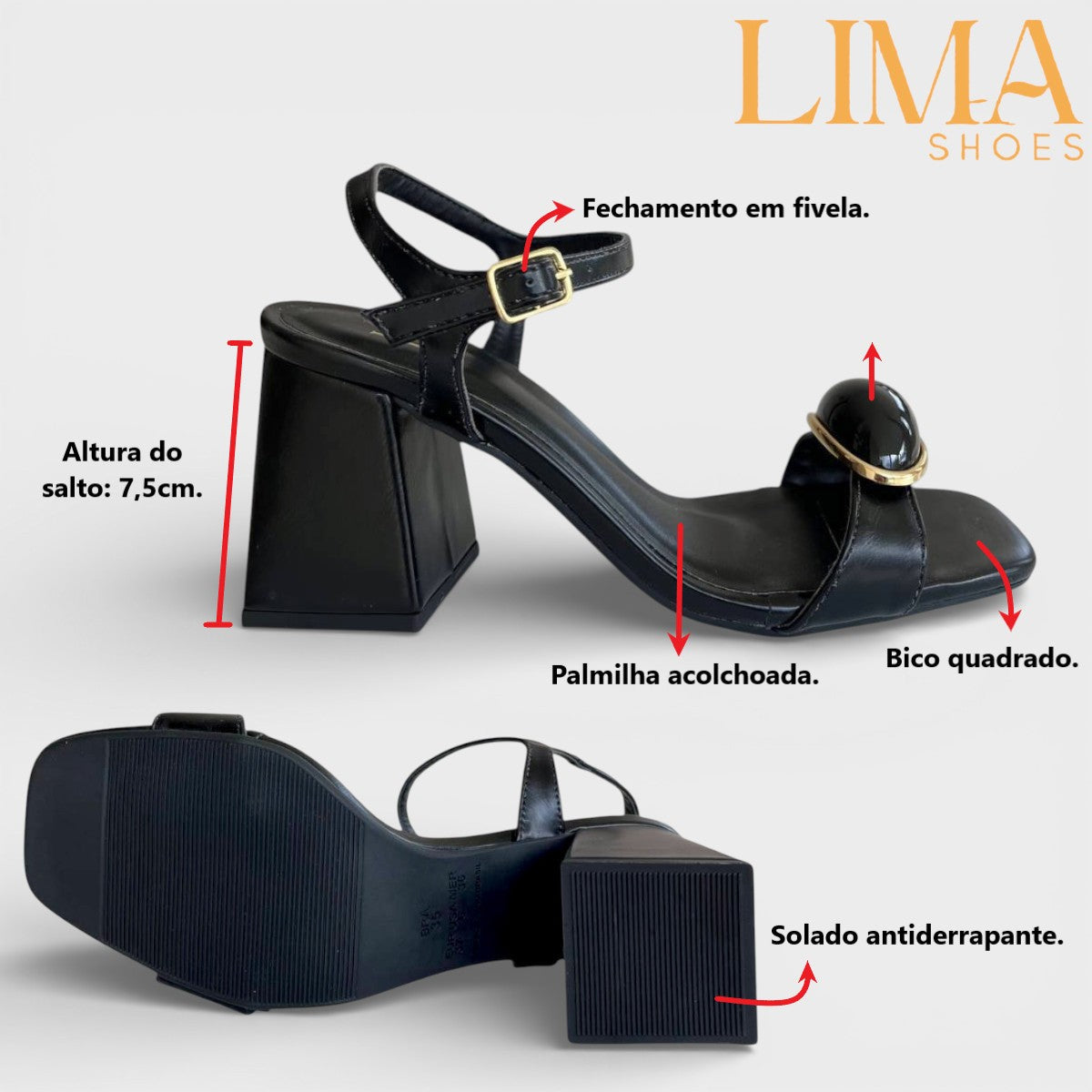 Sandália salto bloco Lima Shoes