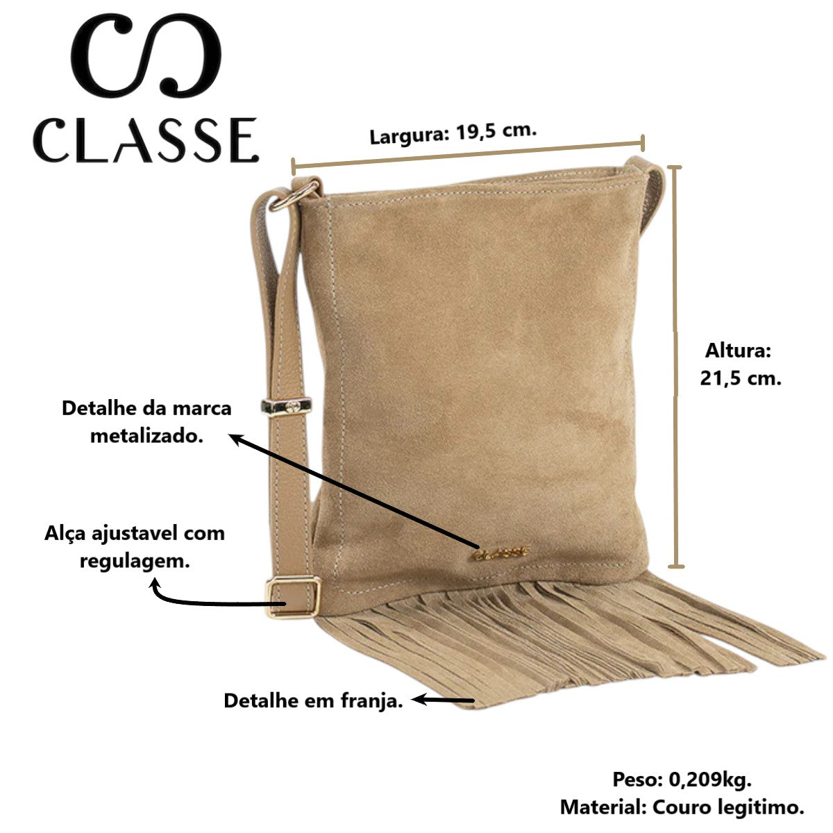 Camurça Bolsa de Couro Crossbody Lolla