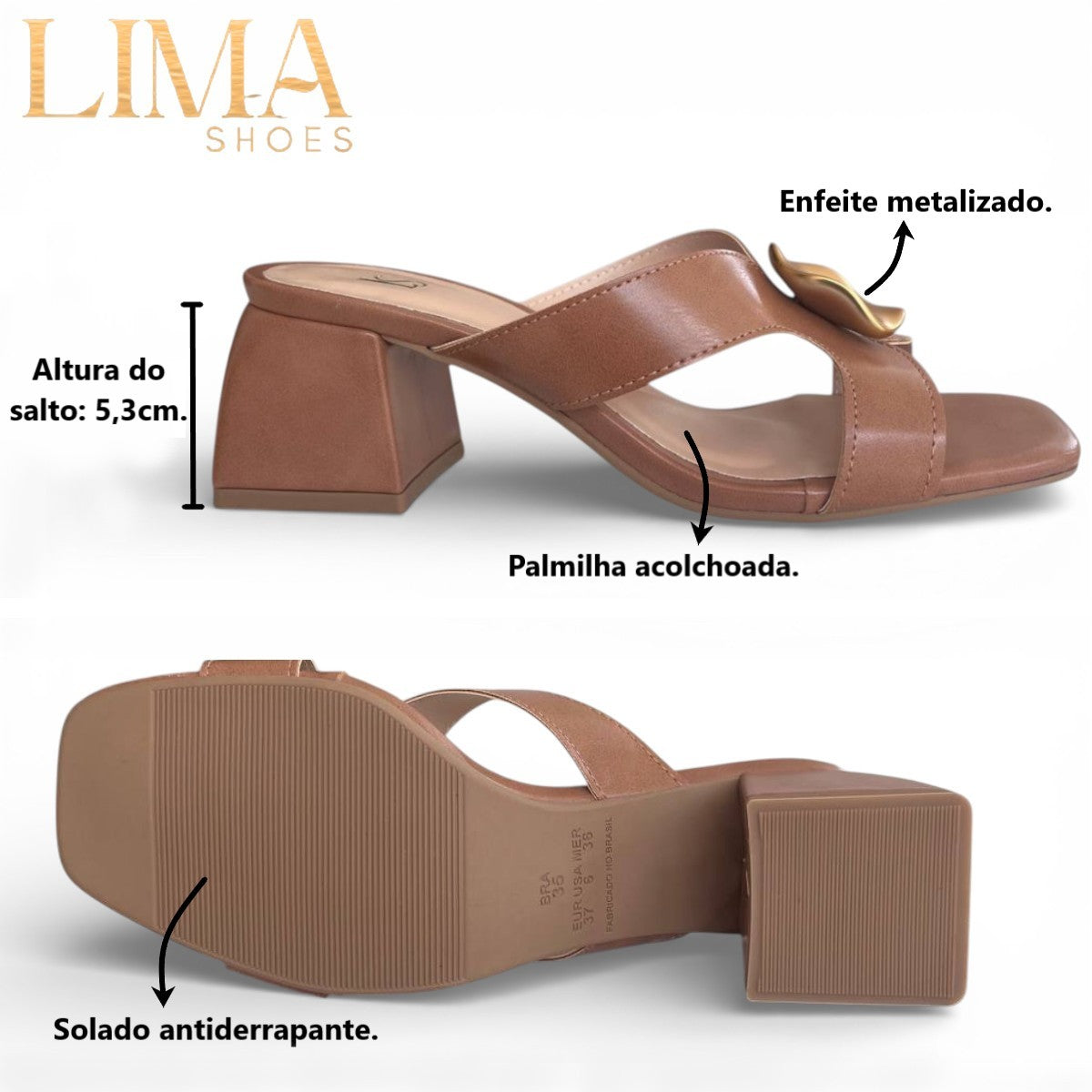 Tamanco salto bloco Lima Shoes