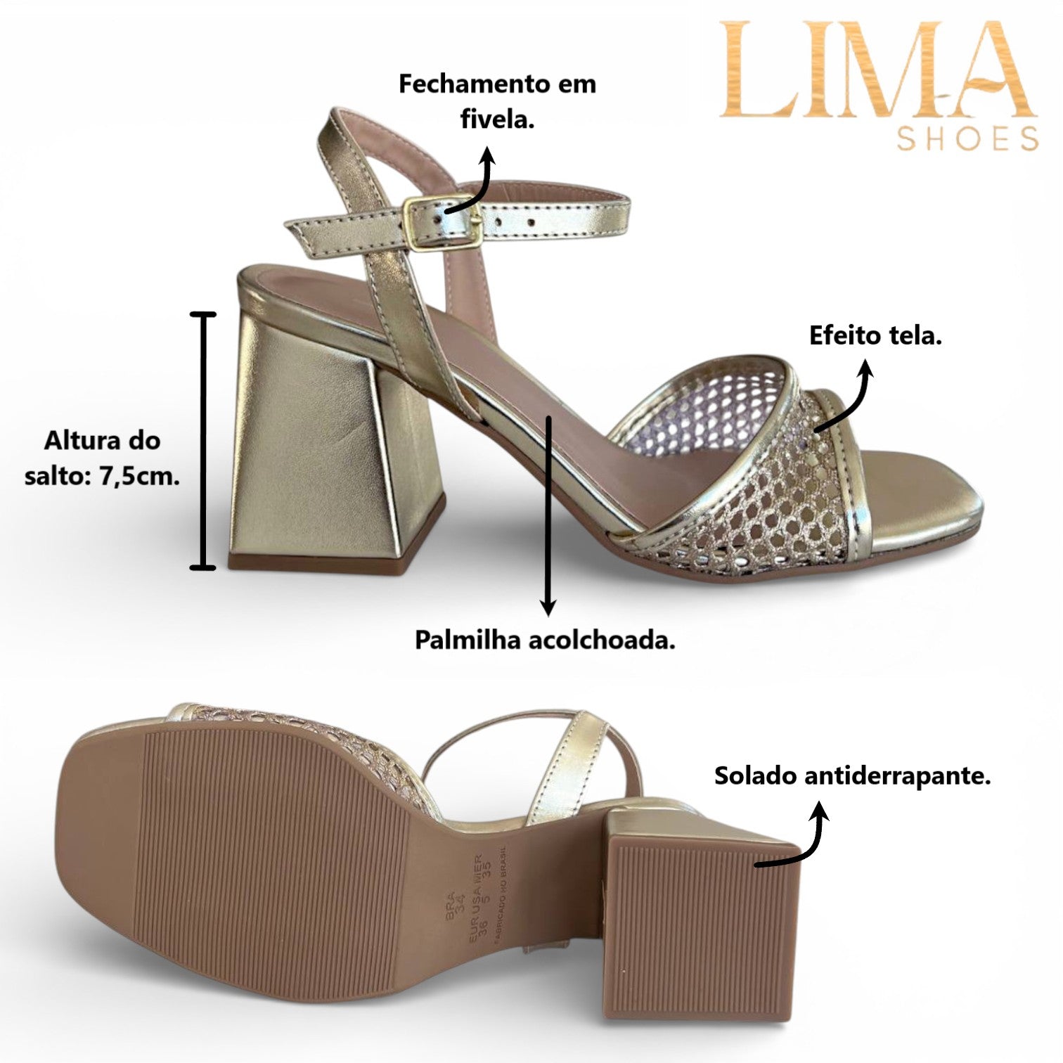 Sandália salto bloco Lima Shoes