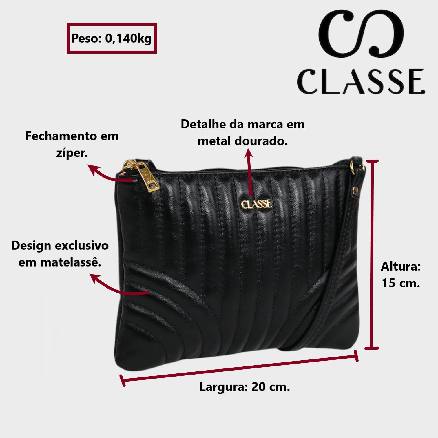 Bolsa Classe Couro Crossbody Eva